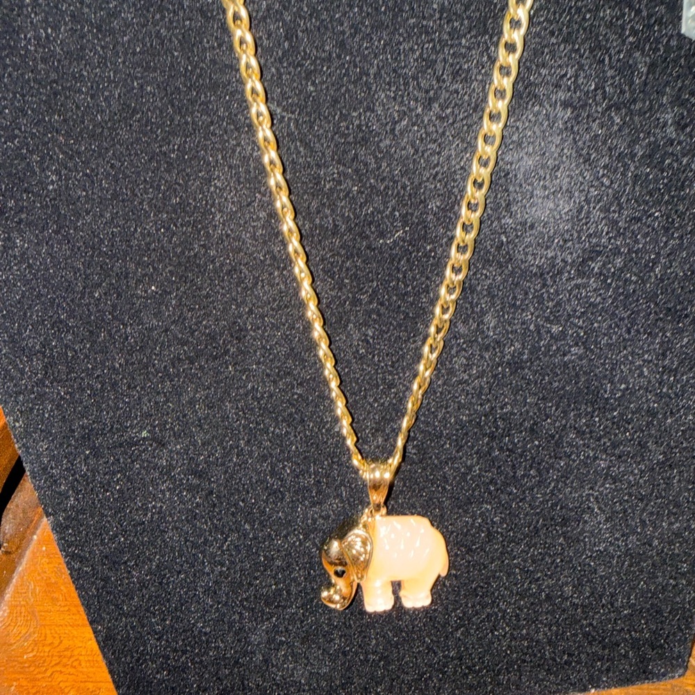 Gold Elephant Pendant Necklace